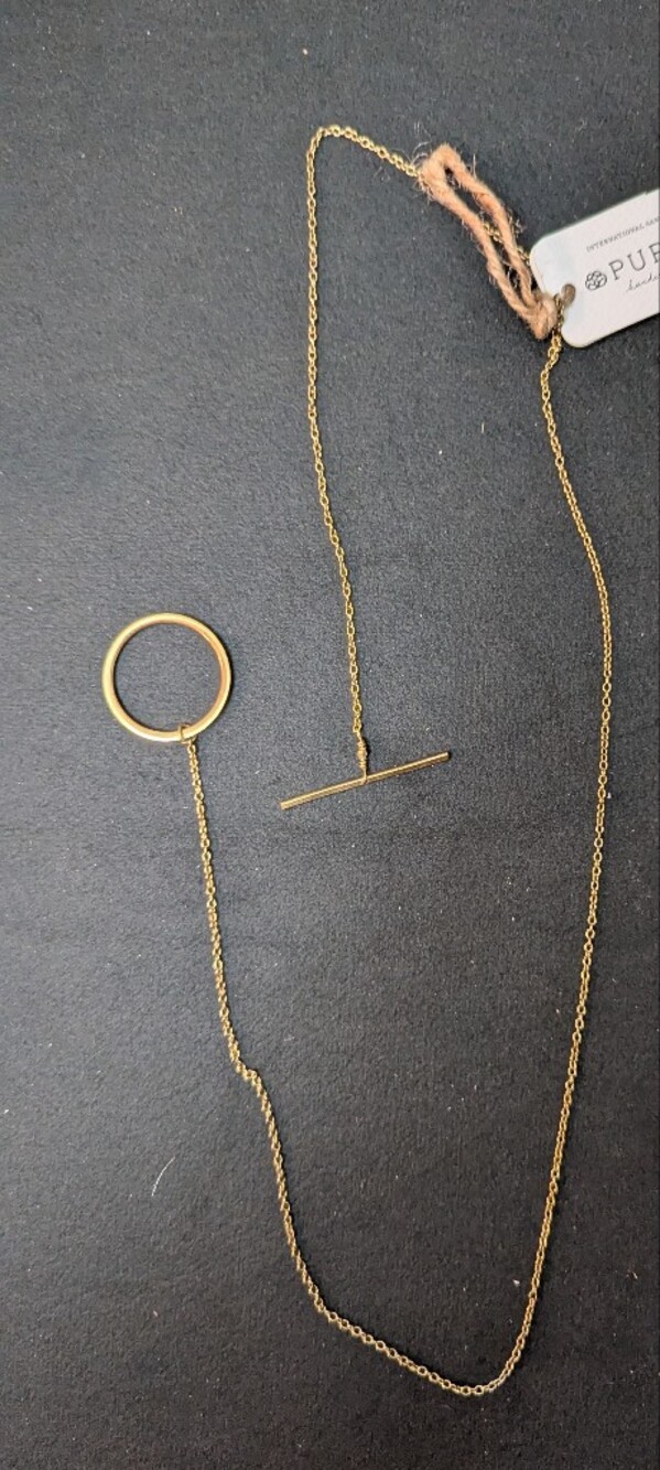 New With Tag ~ Gold Tone Ring Lariat Necklace By Purpose International Sanctuary